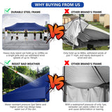 COBIZI Pop up Canopy Tent 10x20 Heavy Duty Gazebo with 6 Sidewalls, UPF 50+ All Weather Waterproof Commercial Outdoor Wedding Party Tents Canopy with Roller Bag, Dark Blue COBIZI