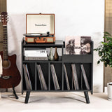 UODERS Record Player Stand, Large Record Player Table Cabinet with Open Vinyl Storage and Display Shelf Holds up to 350 Albums, Mid Century Wood Turntable for Living Room, Bedroom UODERS