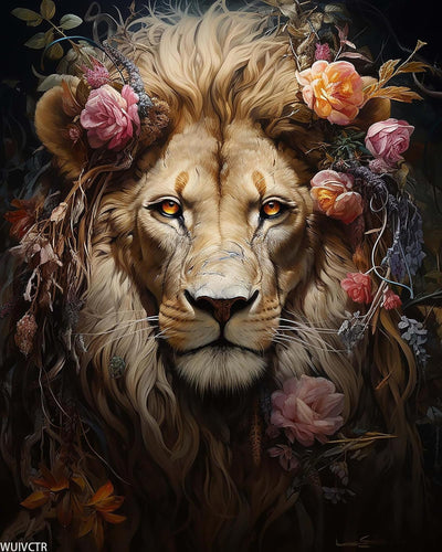 WUIVCTR Paint by Numbers Lion for Adults, Acrylic Oil Painting by Numbers Kits for Beginner with Brushes Paintwork Art Canvas for Home Decor 16x20 inch