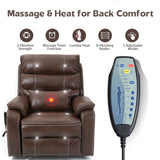 JIKFRIMA Power Lift Recliners Chairs for Elderly Adults Lay Flat Recliner with Heat & Massage, Wireless Charging Device, USB Ports, Cup Holder, Lumbar Pillow, 400Lbs（Faux Leather,Dark Brown） JIKFRIMA