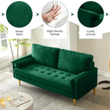 Hdxdkog Velvet Loveseat Sofa,Mid Century Modern Small Love Seats Furniture Comfy Couch for Living Room, Upholstered 2 Seater Sofa for Small Apartment (Green, 66.9 Inch) Hdxdkog