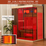 BNEHS Far Infrared Sauna,2-3 Person Home Sauna with Himalayan Salt Brick,Indoor Sauna Spa Room with Rapid Heating,Panoramic Tempered Glass&Oxygen Bar,220V BNEHS