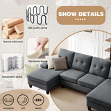 Chireca 111" Sectional Couch for Living Room, Modern Polyester Fibre U Shaped Sofa Couches with Double Chaise, Upholstered 4 Seater Sofa for Living Room, Apartment, Office, Dark Grey Chireca