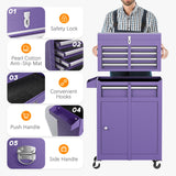 INTERGREAT Tool Chest, 5-Drawer Rolling Tool Storage Cabinet with Detachable Top Tool Box, Tool Cabinet with with Enhanced Packaging, Metal Tool Cart for Garage, Workshop, Barbershop(Purple) INTERGREAT