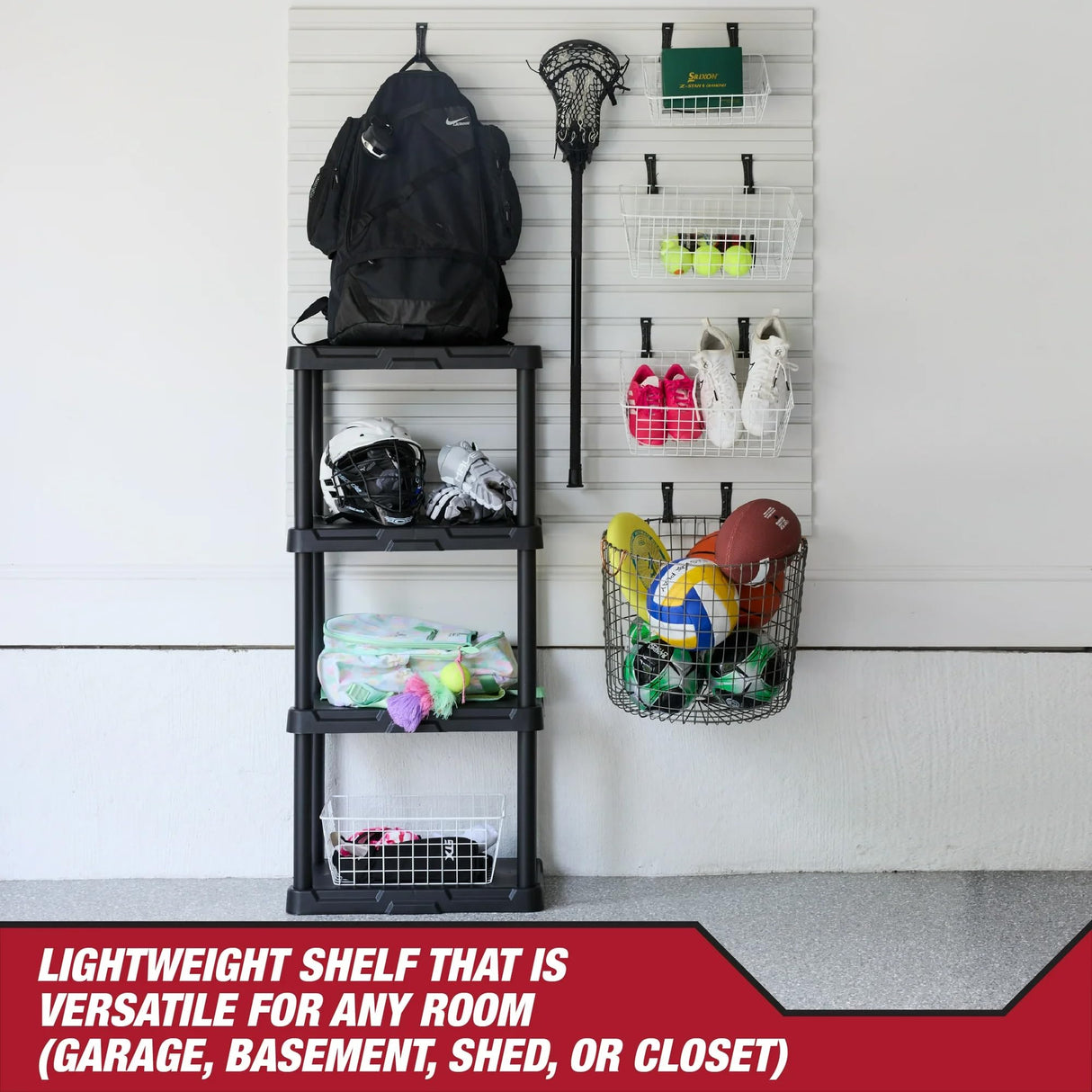 POMILER 4-Shelf Plastic Storage Shelves 200lb Capacity 22" W x 14" D x 47" H Shelving Unit Storage Organizer for Bathroom, Laundry, Garage & Home, Storage Rack - Black POMILER