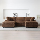 WJShome Cloud Couch Modular Sectional Sofa,118" Oversized U Shaped Couch with Ottoman,5 Seater Convertible Sofa,Comfy Plush Couches for Living Room,Covers Washable&Replaceable (Brown) WJShome