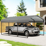 EBE 10 x 15 FT Metal Carport, Heavy Duty Carports with Galvanized Steel Roof, Outdoor Carport Canopy Garage Shelter Shade for Car, SUV, Truck, Boats and Tractors EBE