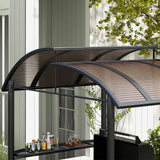 Outsunny 8' x 5' Grill Gazebo Shelter with Interlaced Vented Polycarbonate Roof, Outdoor BBQ Canopy with Side Shelves, Steel Frame for Garden, Patio, Backyard, Dark Gray Aosom