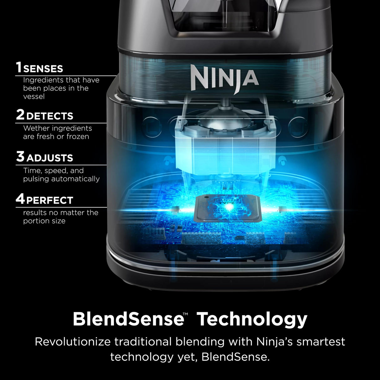 Ninja TB201 Detect Power Blender Pro, BlendSense Technology, For Smoothies, Shakes & More, 1800 Peak Watts, 72 oz. Pitcher, Blender, Black Ninja