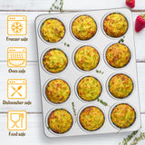 E-far Muffin Pan 12-Cup, Set of 2, Stainless Steel Cupcake Pan Metal Muffin Baking Tins for Oven, Regular Size & Easy Clean, Non-toxic & Dishwasher Safe-2 Pack E-far