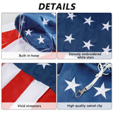 4th of July Decorations,40 Inch American Windsock Heavy Duty,Patriotic Fourth of July Outdoor Decor, American Flag USA Windsock With Embroidered Stars,Red White and Blue Decor for Memorial Day,Outside HOOSUN