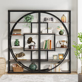 Industrial 5-Tier Etagere Bookcase by Tribesigns in Vintage Grey - Stylish Storage Solution for Home & Office Tribesigns