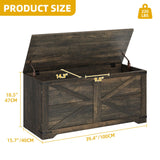 DWVO Storage Bench, Farmhouse Storage Chest with 2 Safety Hinges, 39.4" Retro Wooden Storage Organizer, Shoe Bench for Entryway, Bedroom, Living Room, Dark Rustic Oak DWVO