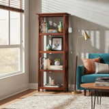 Mission 60-Inch Tall Wood Bookcase – 4-Tier Bookshelf with 2 Adjustable Shelves – Craftsman Style Vertical Storage for Living Room or Home Office by Alaterre Furniture (Cherry Finish) Alaterre Furniture