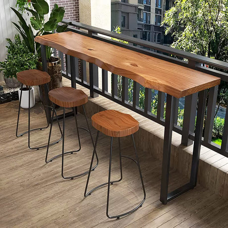 Lebolna Industrial Solid Wood Bar Height Table, Creative Live Edge Dining Table, Rustic Tall Counter Height Table, Rectangular Narrow Bar Table, No Stool (70.9", Brown) Lebolna
