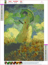 LXTONG Monet Famous Paintings Diamond Painting Kit 5D Full Round Diamond Painting Set Monet Women Crystal Rhinestones Cross Stitch Arts for Adult Wall Decor (30 X 40 CM) LXTONG