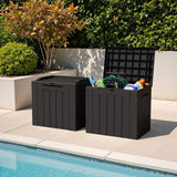Greesum 31 Gallon Deck Box for Outside, All Weather Outdoor Storage Boxes for Patio Furniture Set, Package Delivery Box, Garden Tools, Black(Set of 2) Greesum