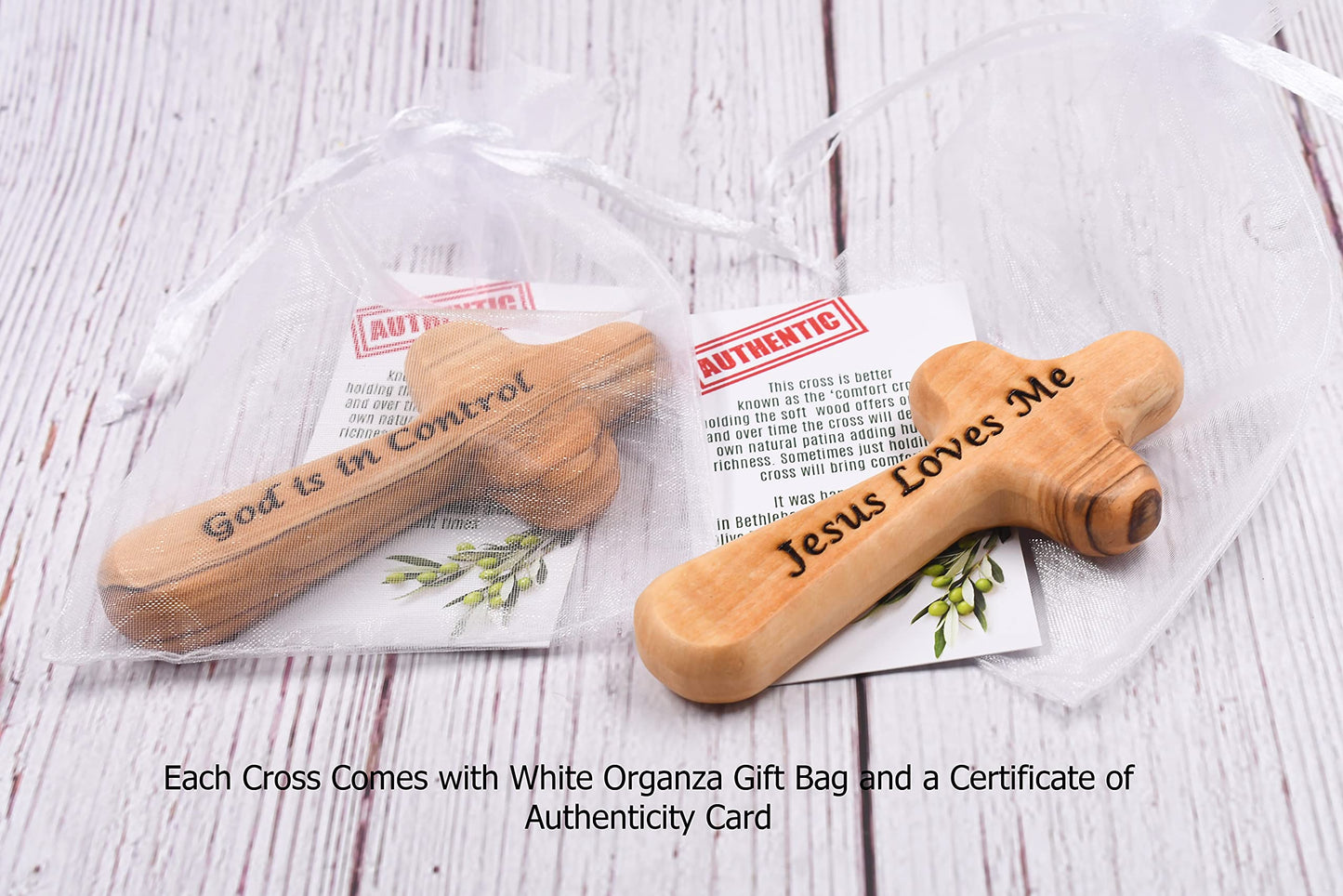 Generic Custom Personalized Olive Wood Comfort Cross, 4 Hand Held Cross, Prayer Palm Cross, Personalized Name Cross Gift for any age or Occasion One Side Engraving - WoodArtSupply