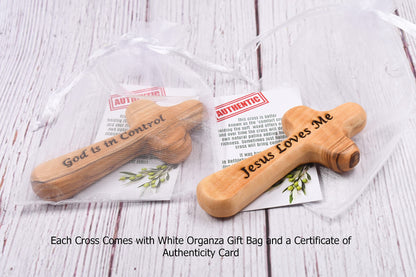 Generic Custom Personalized Olive Wood Comfort Cross, 4 Hand Held Cross, Prayer Palm Cross, Personalized Name Cross Gift for any age or Occasion One Side Engraving - WoodArtSupply