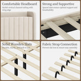 Yaheetech Queen Bed Frame with USB Charging Station and Storage Shelf/Upholstered Headboard Platform Bed with Wing Side/Wooden Slats Support/Noise Free/No Box Spring Needed/Easy Assembly, Ivory Yaheetech