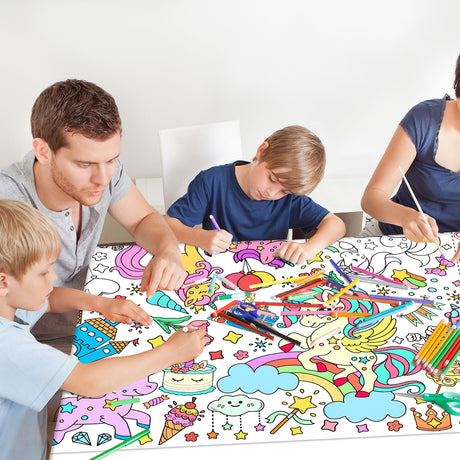 Gatherfun Unicorns Birthday Party Giant Coloring Poster - 31.5x 72 Inches - Versatile Classroom Wall Décor & Unicorns Birthday decorations-Poster or Table Cover for School Parties and Special Events Gatherfun
