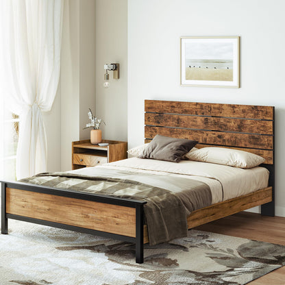 HOOBRO Headboard Queen Size, Wooden Headboard, Rustic-Styled Headboard, Headboard with Sturdy Support Legs, 3-Height Connection Holes, Minimalist Headboard, for Queen Beds, Rustic Brown and B - WoodArtSupply