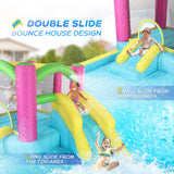 JOYMOR Inflatable Bounce House with Double Water Slide for Kids Toddler Age 3-10, Splash Pool Water Cannons, Ring-Toss Games for Outdoor Backyard Fun Water Toys, Indoor Bouncy Castle with Air Blower JOYMOR