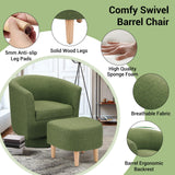 DAZONE Green Swivel Accent Chair with Ottoman, Comfy Barrel Armchair for Small Spaces, 360° Modern Fabric Lounge Chair for Living Room, Bedroom, Reading Nook, Home Office DAZONE