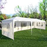 Tangkula 10'x30' Outdoor Canopy Tent Heavy Duty Party Wedding Event Tent Sturdy Steel Frame with 5 Removable Sidewalls Waterproof Sun Snow Rain Shelter Gazebo Canopy Tent, White Tangkula