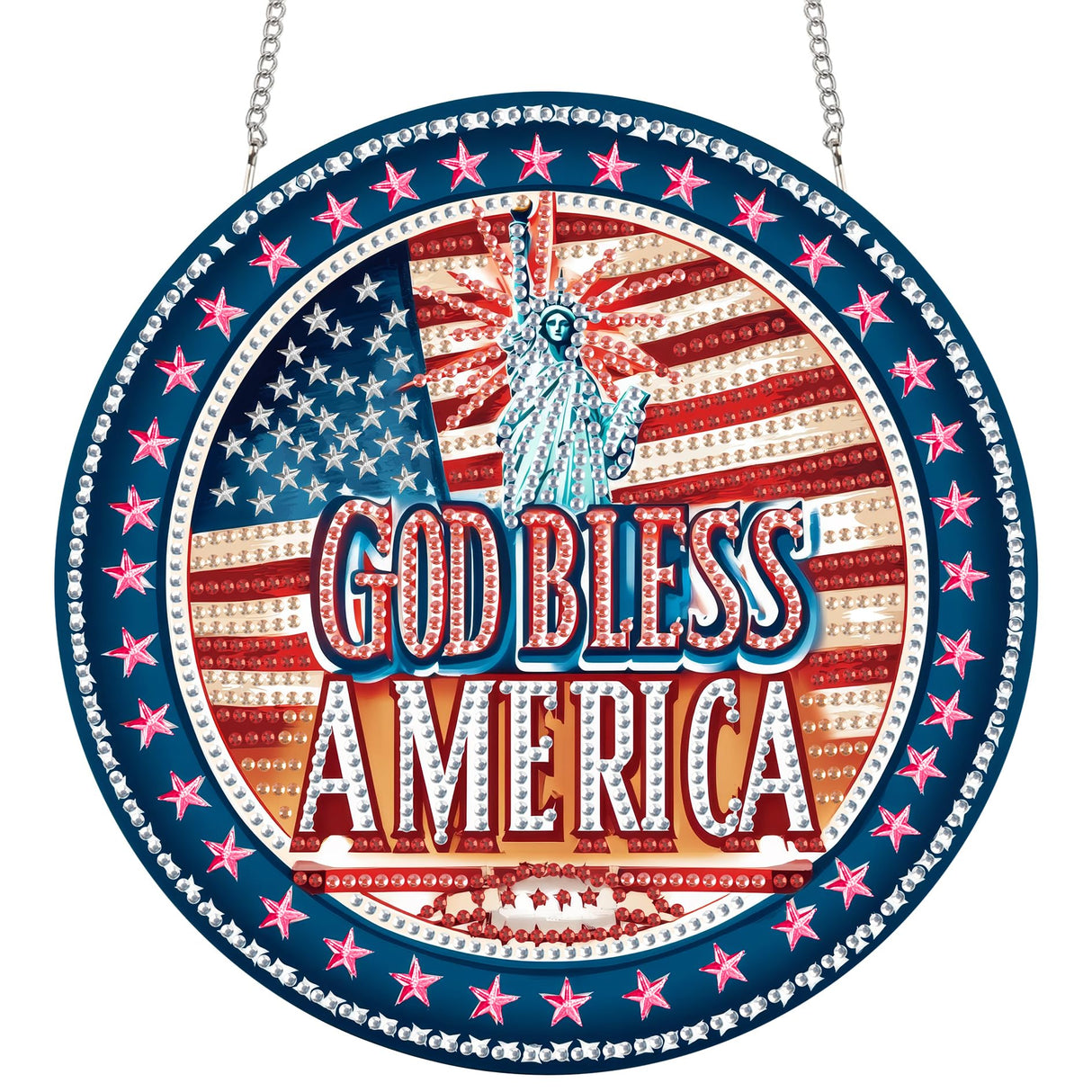 SKRYUIE Hanging Diamond Art Kits for Adults Pendant Statue of Liberty, Special Shaped Crystal DIY Diamond Painting Kit, Acrylic Board Wreath Pendants Double Sided, Home Decor 7.48 x 7.32 Inch c10 SKRYUIE