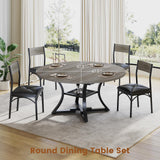 Itaar Round Extendable Dining Table Set for 4-6 People, 5-Piece Kitchen Table Set with 4 Cushion Chairs, Dining Room Table for 6 with MDF Board & Metal Frame for Small Space, Easy Clean, Rustic Grey Itaar