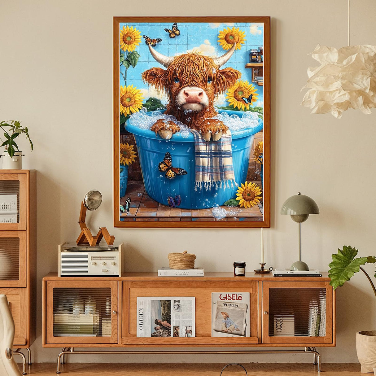 LumiCraft Cow Diamond Art Kits for Adults, Sunflower 5D Diamond Painting Kits for Beginner, DIY Full Round Gemstone Art Kit, Gift Home Wall Decor 12x16 Inch LumiCraft