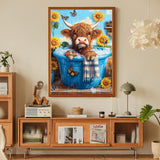 LumiCraft Cow Diamond Art Kits for Adults, Sunflower 5D Diamond Painting Kits for Beginner, DIY Full Round Gemstone Art Kit, Gift Home Wall Decor 12x16 Inch LumiCraft