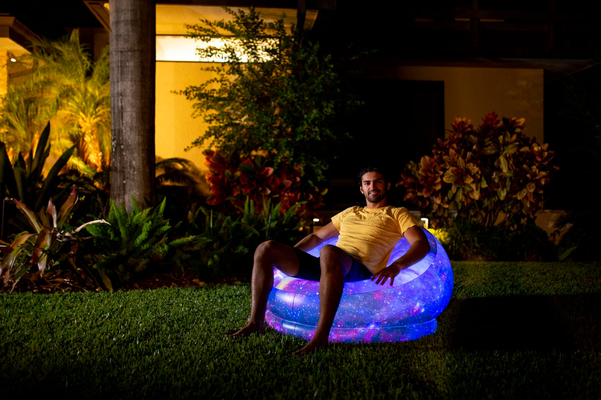Air Candy Illuminated Inflatable LED Chair (Galaxy Chair Hubble Telescope LED Illuminated Game Chair) Air Candy