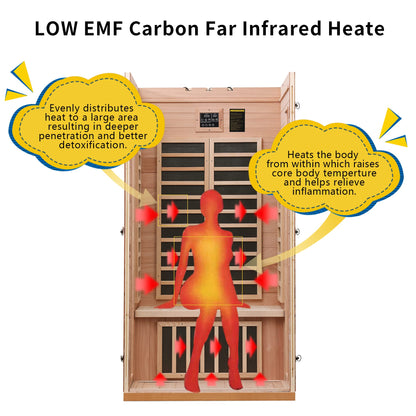 Royal Saunas Hongyuan Single Person Indoor Bluetooth Low EMF Far Infrared in Okoume & Hemlock Wood(WF9101)