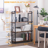 HCHQHS Bookshelf, 4-Tier Industrial Bookcase, Rustic Open Book Shelf, Freestanding Tall Bookshelves with Metal Frame HCHQHS