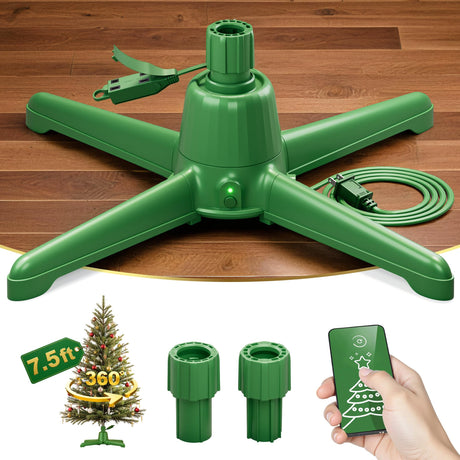 DG-Direct 360° Rotating Christmas Tree Stand, Up to 7.5ft, 90lb Artificial Christmas Tree, Fits 0.8–1.5" Tree Poles, Spinning Christmas Tree Stand, Christmas Tree Revolving Base with Remote Control DG-Direct