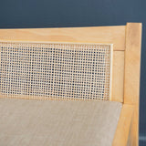 Powell Kasi Natural Low Back Cane Bench with Beige Upholstered Seat Powell