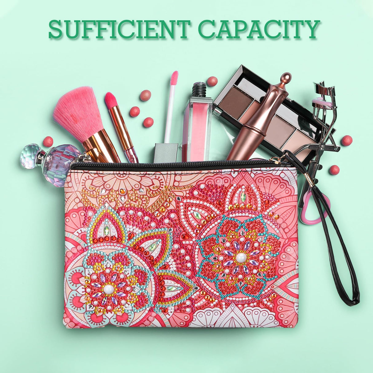 Sweetude 6 Pcs Mandala Diamond Painting Clutch Purses DIY Diamond Painting Bags Rhinestone Stitch Cross Body Handbag 5D Handmade Arts Craft Makeup Zipper Shoulder Bag for Women Christmas Gift Sweetude