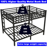 LEEKOUS Upgraded Version Thicken Metal Queen Over Queen Bunk Bed, Stronger Heavy Duty Steel Bunk Beds Queen Over Queen Size with Ladder and Guard Rail for Adults, Easy Assembly (Queen Over Queen) LEEKOUS