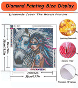 APTDYIGL 5D Horse and Women Diamond Painting Kits for Adults Beginner,DIY Horse Diamond Art Kits for Adults,Round Full Drill Diamond Dots with Gem Art Kits,Home Wall Decor 13.7X13.7inch APTDYIGL