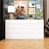 FAMAPY Chest of Drawers White 12 Drawer Dresser No Handle, Modern Contemporary 12-Drawer Cabinet Dresser for Bedroom (63" W x 15.7" D x 31.9" H) FAMAPY