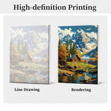 HeeBenor Framed Paint by Numbers Kit for Adults, Mountain Paint by Number with Easel, DIY Acrylic Landscape Oil Painting Kit, Adult Paint by Number Kits Framed Canvas for Home Decor 8x12 Inch HeeBenor