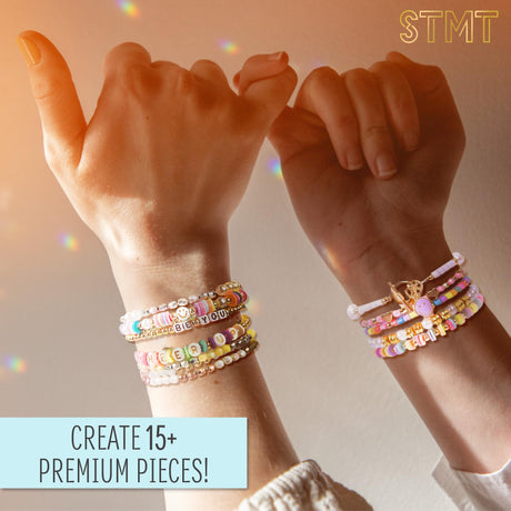STMT DIY Beaded Jewelry Kit - Makes 15 Premium Pieces, Includes Bracelet Making Supplies, Letter Beads, Enameled Charms, Great Teen Girl Gifts STMT