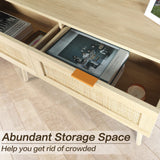 DOALBUN OKL 39" Console Table, Oak Entryway Table with 2 Rattan Drawers, Sofa Table with Wood Frame and Bamboo Storage Shelf, Rustic Hallway Table for Living Room Foyer Entryway (Natural) DOALBUN