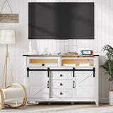 Maupvit TV Stand with Flap&Sliding Doors 47.24" W Television Table Stands with 3 Drawers,LED Lights and Charging Station,Wooden Dresser for Living Room,Hallway,Closet,Entryway,Bedroom,White Maupvit