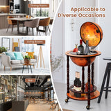 Goplus Globe Bar, 17.5” Globe Bar Liquor Cabinet with Wheels, Bottom Shelf, Old World Map, 16th Century Italian Replica Bar Globe, Retro Wine Stand, Goplus