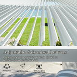 Domi Outdoor Louvered Pergola 10x16FT with Adjustable Steel Roof, Outdoor Aluminum Structure Rainproof Pergola for Backyard, Garden and Lawn,White domi outdoor living