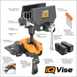IQ Vise | 360° Articulating Bench Vise Made From Steel & Cast Aluminum w/ 8-Position Locking Ball & Socket | Woodworking Vise Handles Up To 130ft-lbs of Torque | Pipe Vise With Double Sided Jaws WORK IQ TOOLS