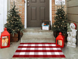 Ckorzen Red and White Plaid Rug, 28" x 43" Christmas Front Porch Outdoor Rug, Handwoven Cotton Washable Rug for Layered Door Mats, Holiday Entryway and Home Décor Ckorzen